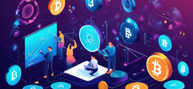 Create an image that visually represents the concept of selling cryptocurrency successfully. The scene is a digital marketplace bustling with activity. In the foreground, a confident and focused individual is interacting with a futuristic interface displaying various cryptocurrencies like Bitcoin, Ethereum, etc., with upward trends and analysis graphs. Surrounding them are symbols of security and financial growth, such as locks and arrows pointing upwards. The background features abstract representations of digital networks and blockchains, conveying a sense of innovation and technology. The color scheme combines vibrant tones of blue and green to suggest prosperity, with touches of gold to symbolize wealth.
